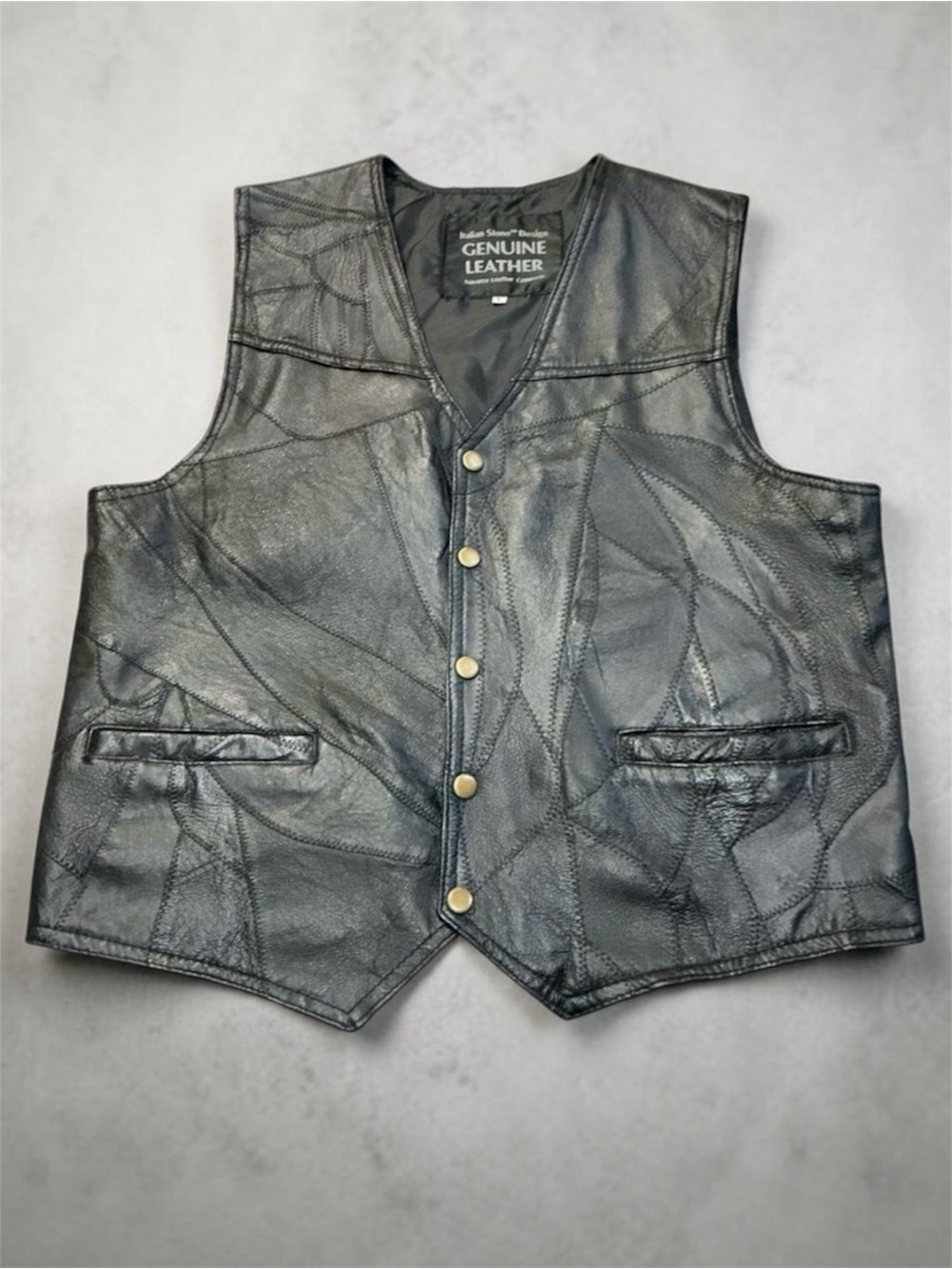 Italian Stone Design Genuine Leather Vest